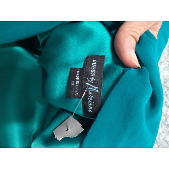 Guess 100% Silk Sheer Sleeve Embellished Tunic Top Xs Boho Vintage Feminine Y2k - Picture 11 of 12